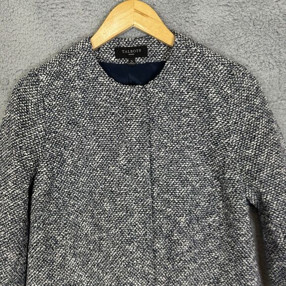 Talbots Tweed Jacket Womens S Petite‎ Blue 3/4 Sleeve Office NWOT - Picture 2 of 9